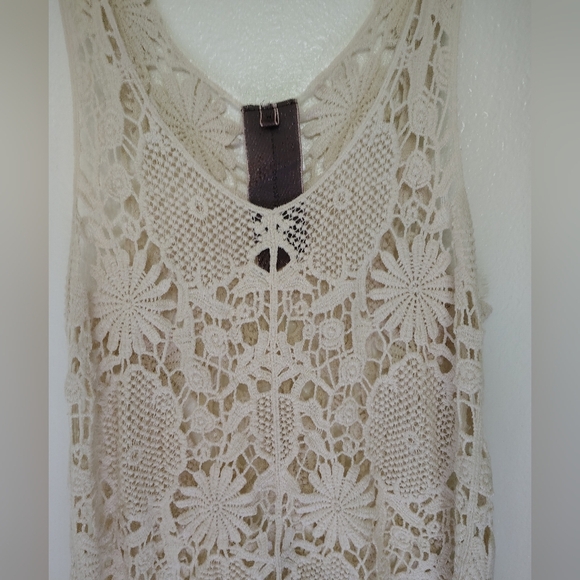 Moon Collection Cream Lace Knit Top 100% Cotton Sz M - Picture 2 of 9
